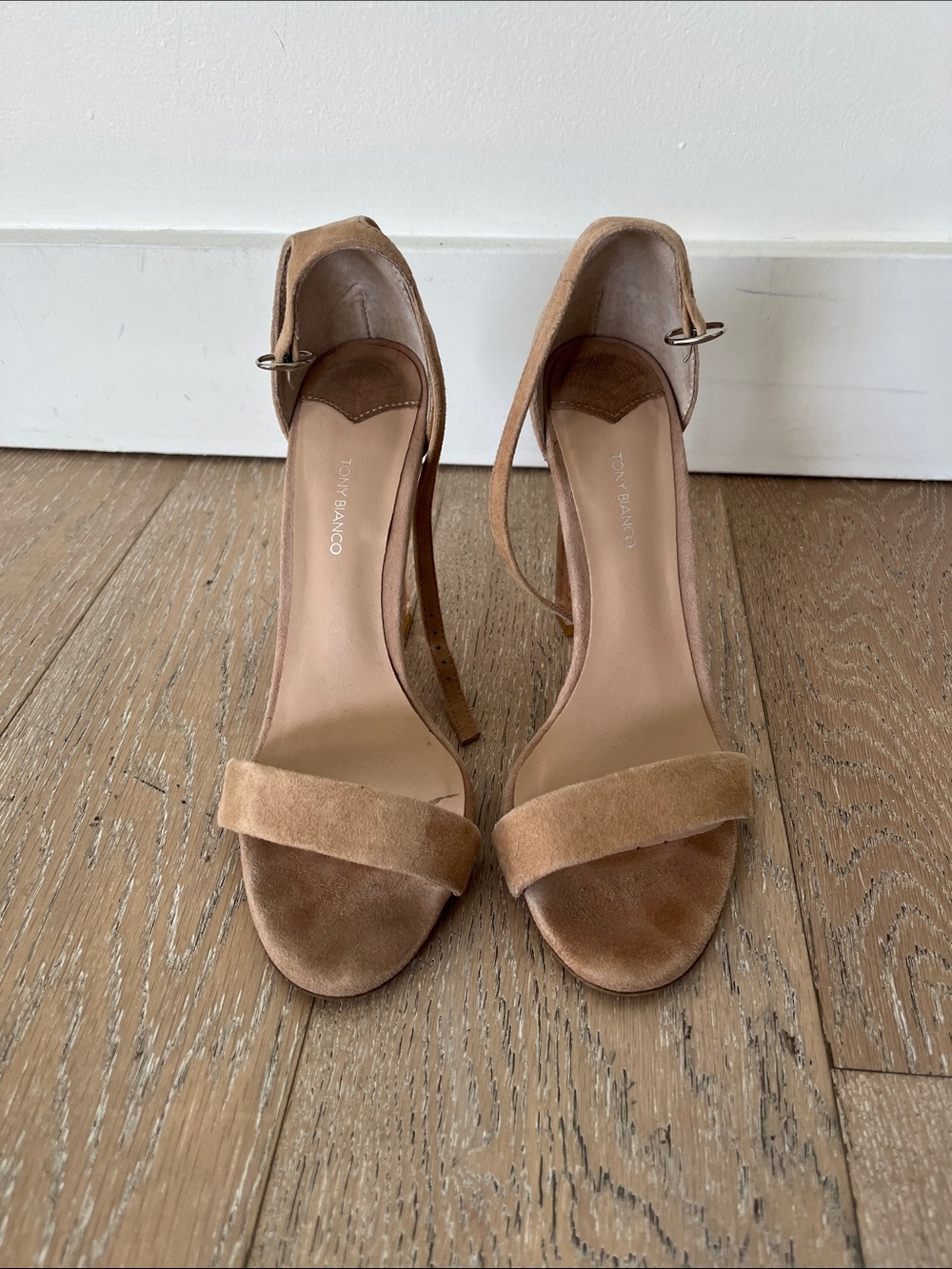 Tony Bianco Beige Suede Block Heel Sandals - Picture 2 of 4